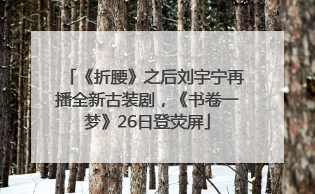 《折腰》之后刘宇宁再播全新古装剧，《书卷一梦》26日登荧屏