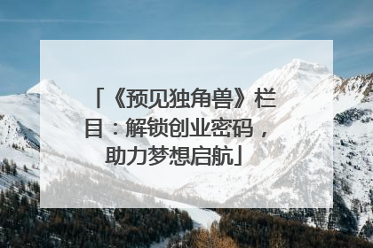《预见独角兽》栏目：解锁创业密码，助力梦想启航