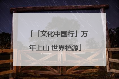 「文化中国行」万年上山 世界稻源
