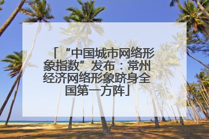 “中国城市网络形象指数”发布：常州经济网络形象跻身全国第一方阵