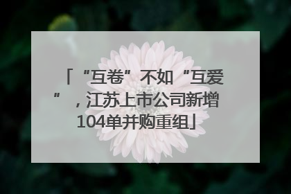 “互卷”不如“互爱”，江苏上市公司新增104单并购重组