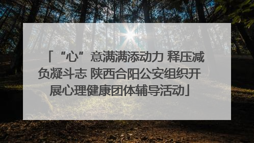 “心”意满满添动力 释压减负凝斗志 陕西合阳公安组织开展心理健康团体辅导活动