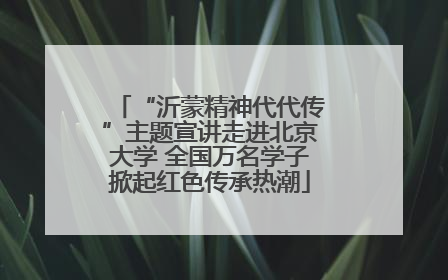 “沂蒙精神代代传”主题宣讲走进北京大学 全国万名学子掀起红色传承热潮