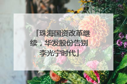 珠海国资改革继续，华发股份告别李光宁时代