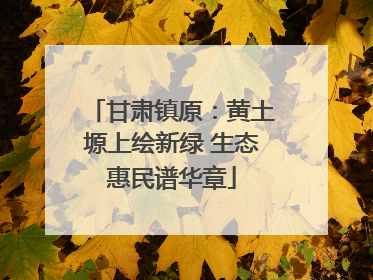 甘肃镇原：黄土塬上绘新绿 生态惠民谱华章