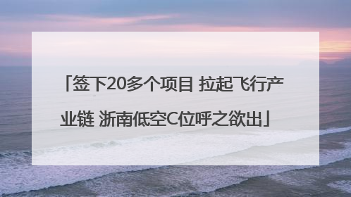 签下20多个项目 拉起飞行产业链 浙南低空C位呼之欲出