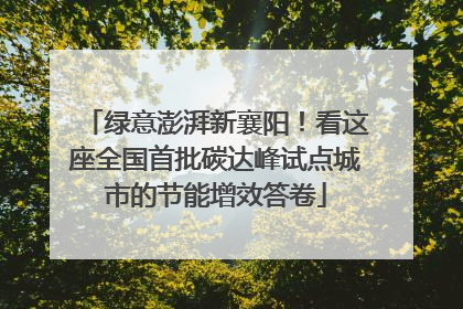 绿意澎湃新襄阳！看这座全国首批碳达峰试点城市的节能增效答卷