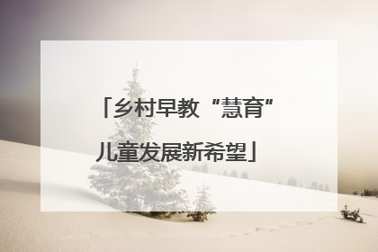 乡村早教“慧育”儿童发展新希望