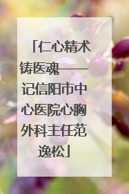 仁心精术铸医魂——记信阳市中心医院心胸外科主任范逸松