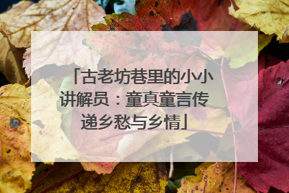 古老坊巷里的小小讲解员：童真童言传递乡愁与乡情