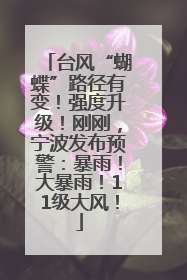 台风“蝴蝶”路径有变！强度升级！刚刚，宁波发布预警：暴雨！大暴雨！11级大风！