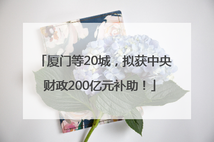 厦门等20城，拟获中央财政200亿元补助！