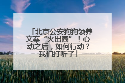 北京公安狗狗领养文案“火出圈”！心动之后，如何行动？我们打听了