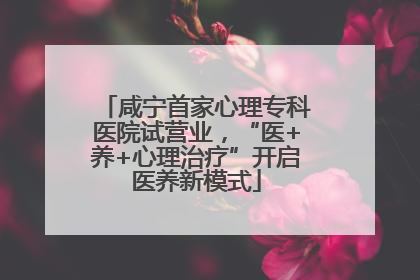 咸宁首家心理专科医院试营业，“医+养+心理治疗”开启医养新模式