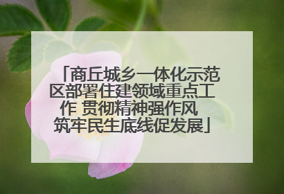 商丘城乡一体化示范区部署住建领域重点工作 贯彻精神强作风 筑牢民生底线促发展