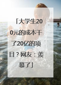 大学生200元的成本干了20亿的项目？网友：羡慕了