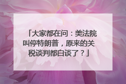 大家都在问：美法院叫停特朗普，原来的关税谈判都白谈了？