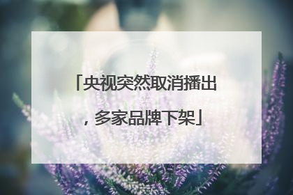 央视突然取消播出，多家品牌下架