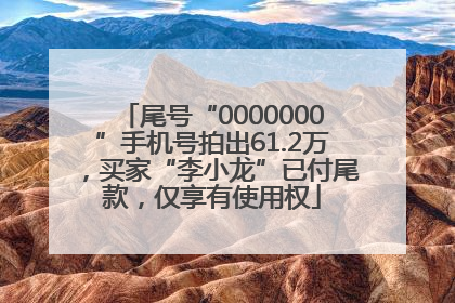 尾号“0000000”手机号拍出61.2万，买家“李小龙”已付尾款，仅享有使用权