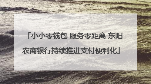 小小零钱包 服务零距离 东阳农商银行持续推进支付便利化