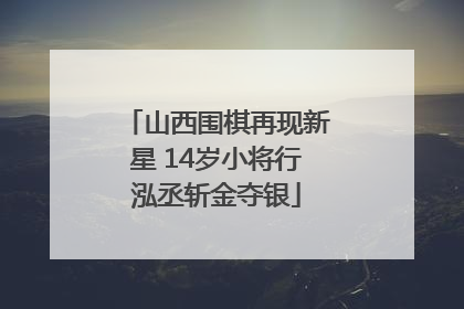 山西围棋再现新星 14岁小将行泓丞斩金夺银