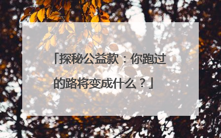 探秘公益款：你跑过的路将变成什么？