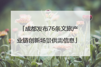 成都发布76条文旅产业链创新场景供需信息