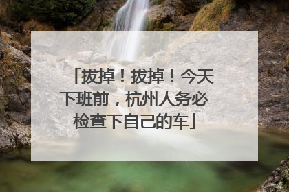 拔掉！拔掉！今天下班前，杭州人务必检查下自己的车