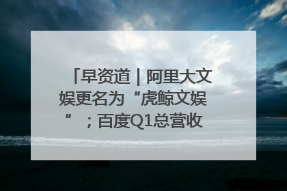 早资道｜阿里大文娱更名为“虎鲸文娱”；百度Q1总营收325亿元超预期
