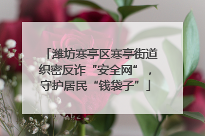 潍坊寒亭区寒亭街道织密反诈“安全网”，守护居民“钱袋子”