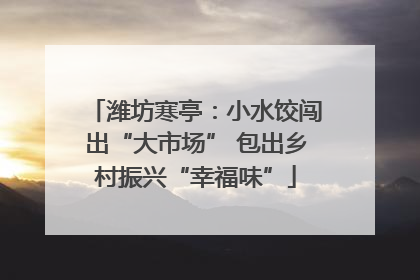 潍坊寒亭：小水饺闯出“大市场” 包出乡村振兴“幸福味”