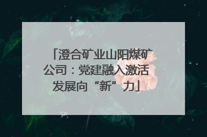 澄合矿业山阳煤矿公司：党建融入激活发展向“新”力