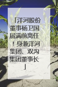 洋河股份董事杨卫国届满前离任！身兼洋河集团、双沟集团董事长