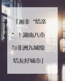 湘非“结亲”！湖南八市与非洲九城缔结友好城市