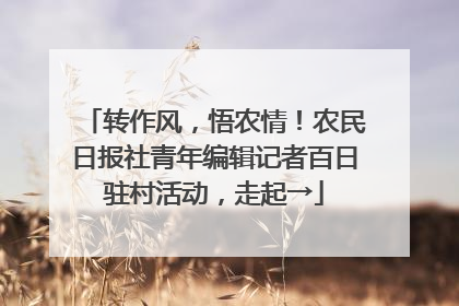 转作风，悟农情！农民日报社青年编辑记者百日驻村活动，走起→