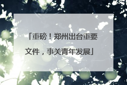 重磅！郑州出台重要文件，事关青年发展