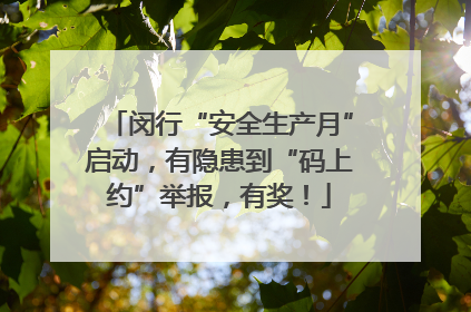 闵行“安全生产月”启动，有隐患到“码上约”举报，有奖！