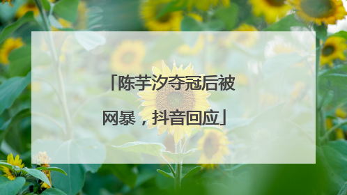 陈芋汐夺冠后被网暴，抖音回应