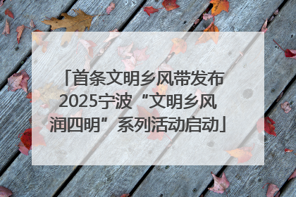 首条文明乡风带发布 2025宁波“文明乡风润四明”系列活动启动