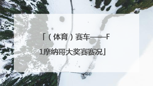 （体育）赛车——F1摩纳哥大奖赛赛况
