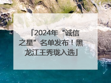 2024年“诚信之星”名单发布！黑龙江王秀珑入选